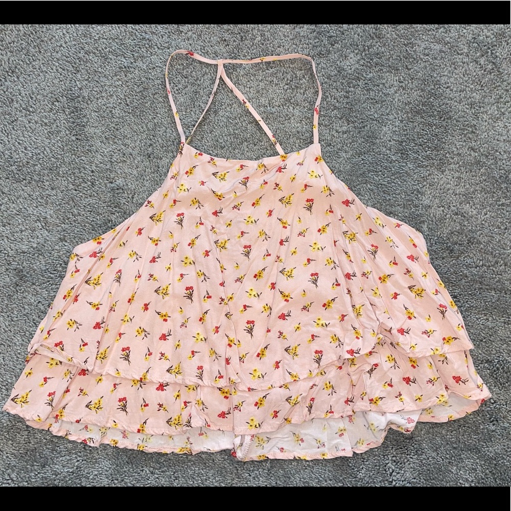 Floral Flowy Cropped Top (Pink) — Forever 21 — size L